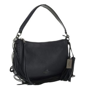 NWOT Coach pebble leather fringe bag navy blue